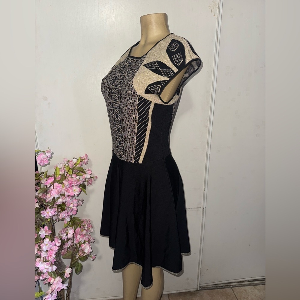 Ted Baker Black and gold Patterned Mini Dress - Picture 5 of 12